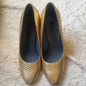 Elegant Gold Quilted Women's Heels